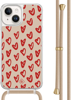 Casimoda iPhone 14 hoesje met beige koord - Hartendief Bruin/beige