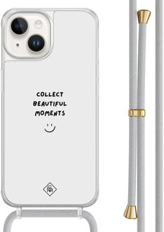 Casimoda iPhone 14 hoesje met grijs koord - Collect moments Grijs/zilverkleurig