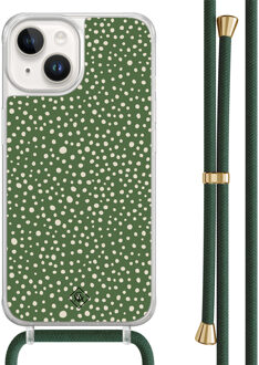 Casimoda iPhone 14 hoesje met groen koord - Green dots