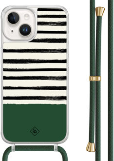 Casimoda iPhone 14 hoesje met groen koord - Green stripes