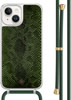 Casimoda iPhone 14 hoesje met groen koord - Snake mix