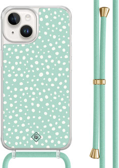 Casimoda iPhone 14 hoesje met mint koord - Mint dots