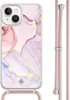Casimoda iPhone 14 hoesje met rosegoud koord - Purple sky Paars