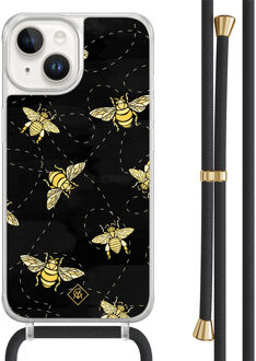 Casimoda iPhone 14 hoesje met zwart koord - Bee happy