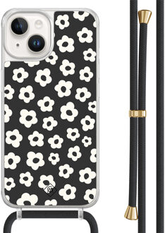 Casimoda iPhone 14 hoesje met zwart koord - Retro bloempjes
