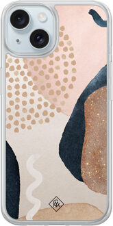 Casimoda iPhone 14 hybride hoesje - Abstract dots Bruin/beige