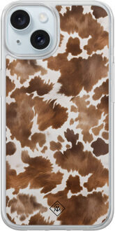Casimoda iPhone 14 hybride hoesje - Cowhide chic Bruin/beige