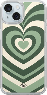 Casimoda iPhone 14 hybride hoesje - Groen hart swirl