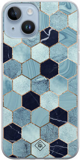 Casimoda iPhone 14 Plus siliconen hoesje - Blue cubes Blauw