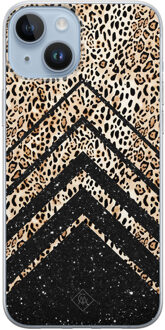 Casimoda iPhone 14 Plus siliconen hoesje - Chevron luipaard Zwart, Bruin/beige