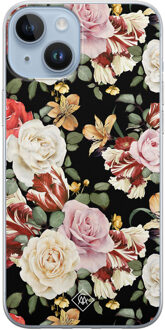 Casimoda iPhone 14 Plus siliconen hoesje - Flowerpower Zwart, Multi