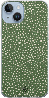 Casimoda iPhone 14 Plus siliconen hoesje - Green dots Groen