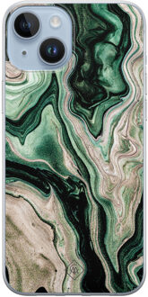 Casimoda iPhone 14 Plus siliconen hoesje - Green waves Groen