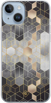 Casimoda iPhone 14 Plus siliconen hoesje - Grey cubes Grijs/zilverkleurig