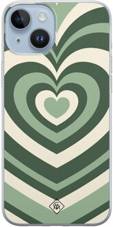 Casimoda iPhone 14 Plus siliconen hoesje - Groen hart swirl