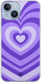 Casimoda iPhone 14 Plus siliconen hoesje - Hart swirl paars