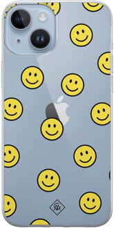 Casimoda iPhone 14 Plus siliconen hoesje - Smileys Geel, Transparant