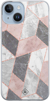 Casimoda iPhone 14 Plus siliconen hoesje - Stone grid Roze
