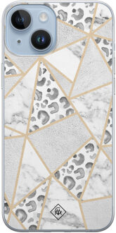 Casimoda iPhone 14 Plus siliconen hoesje - Stone & leopard print Bruin/beige