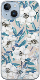 Casimoda iPhone 14 Plus siliconen hoesje - Touch of flowers Blauw
