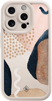 Casimoda iPhone 14 Pro beige case - Abstract dots Bruin/beige