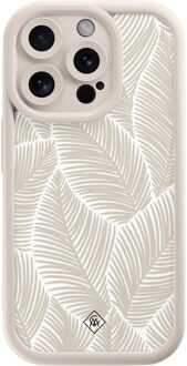 Casimoda iPhone 14 Pro beige case - Palmy leaves beige Bruin/beige