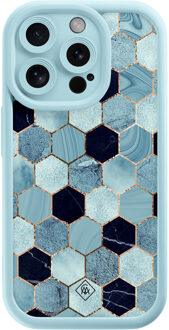 Casimoda iPhone 14 Pro blauwe case - Blue cubes