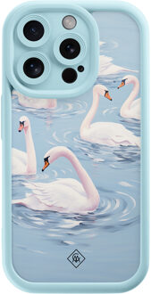 Casimoda iPhone 14 Pro blauwe case - Zwanen