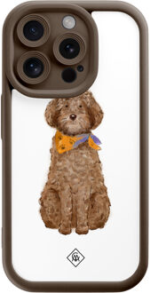 Casimoda iPhone 14 Pro bruine case - Labradoodle Bruin/beige