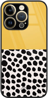 Casimoda iPhone 14 Pro glazen hardcase - Abstract geel