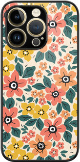 Casimoda iPhone 14 Pro glazen hardcase - Blossom Multi