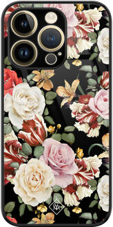 Casimoda iPhone 14 Pro glazen hardcase - Flowerpower Multi