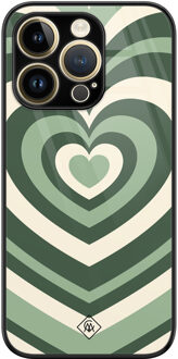 Casimoda iPhone 14 Pro glazen hardcase - Hart swirl groen
