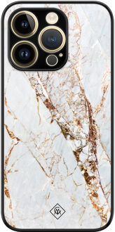 Casimoda iPhone 14 Pro glazen hardcase - Marmer goud Goudkleurig