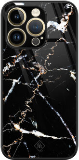Casimoda iPhone 14 Pro glazen hardcase - Marmer zwart