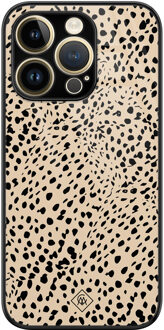 Casimoda iPhone 14 Pro glazen hardcase - Spot on Bruin/beige