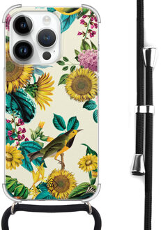 Casimoda iPhone 14 Pro hoesje met koord - Sunflowers Geel