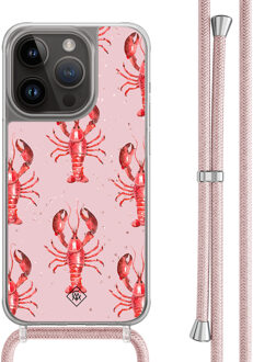 Casimoda iPhone 14 Pro hoesje met rosegoud koord - Lobster Roze