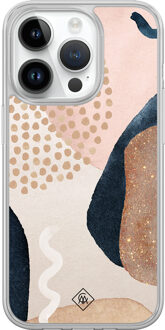 Casimoda iPhone 14 Pro hybride hoesje - Abstract dots Bruin/beige
