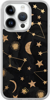 Casimoda iPhone 14 Pro hybride hoesje - Counting the stars Zwart, Goudkleurig