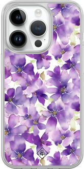 Casimoda iPhone 14 Pro hybride hoesje - Floral violet Paars