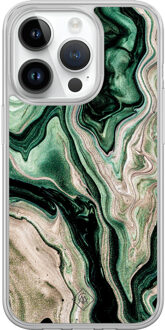 Casimoda iPhone 14 Pro hybride hoesje - Green waves Groen