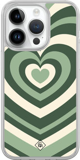 Casimoda iPhone 14 Pro hybride hoesje - Groen hart swirl
