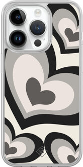Casimoda iPhone 14 Pro hybride hoesje - Hart swirl zwart