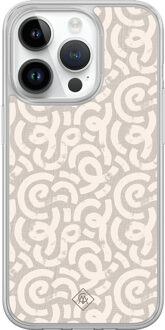 Casimoda iPhone 14 Pro hybride hoesje - Ivory abstraction Bruin/beige