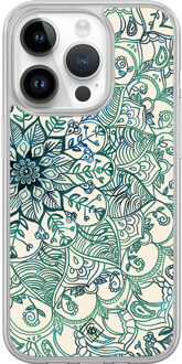 Casimoda iPhone 14 Pro hybride hoesje - Mandala blauw