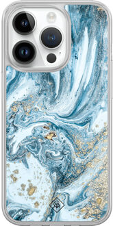 Casimoda iPhone 14 Pro hybride hoesje - Marble sea Blauw