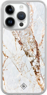 Casimoda iPhone 14 Pro hybride hoesje - Marmer goud Goudkleurig