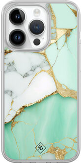 Casimoda iPhone 14 Pro hybride hoesje - Marmer mintgroen