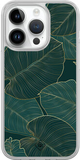 Casimoda iPhone 14 Pro hybride hoesje - Monstera leaves Groen